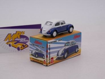 Preview: Schuco 20319 # Volkswagen Käfer Baujahr 1962 " blau-weiß " 1:64 RETRO-BOX