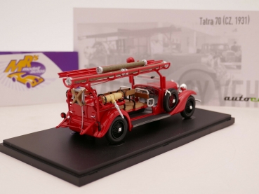 Preview: Autocult 12014 # Tatra 70 Feuerwehr Leiterwagen Baujahr 1931 " rot " 1:43
