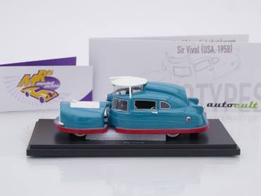 Preview: Autocult 06054 # Sir Vival Prototyp Baujahr 1958 " türkisblau-rot " 1:43