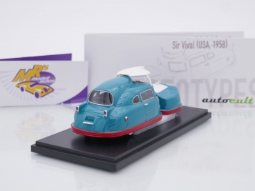 Preview: Autocult 06054 # Sir Vival Prototyp Baujahr 1958 " türkisblau-rot " 1:43