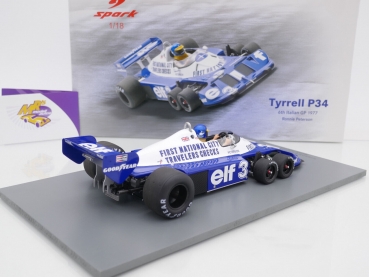 Preview: Spark 18S573 # Tyrell P34 F1 Nr.3 6ter Platz Italien GP 1977 " Ronnie Peterson " 1:18