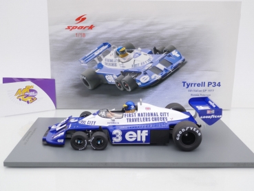Preview: Spark 18S573 # Tyrell P34 F1 Nr.3 6ter Platz Italien GP 1977 " Ronnie Peterson " 1:18