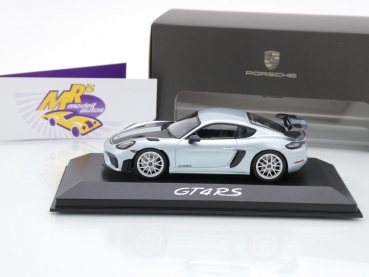 Preview: Spark WAP0200020NGT4 # Porsche 718 Cayman GT4 RS Baujahr 2022 " silberblaumetallic-carbon (azzurothetysmetallic) " 1:43