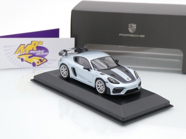 Preview: Spark WAP0200020NGT4 # Porsche 718 Cayman GT4 RS Baujahr 2022 " silberblaumetallic-carbon (azzurothetysmetallic) " 1:43
