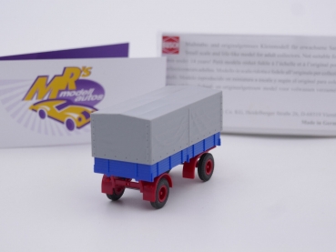 Preview: Busch 53350 # IFA HL 80 Anhänger mit Plane Baujahr 1967 " blau-grau-rot " 1:87