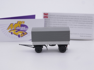 Preview: Busch 533514 # IFA HL 80 Anhänger mit Plane Baujahr 1967 " grau-schwarz " 1:87