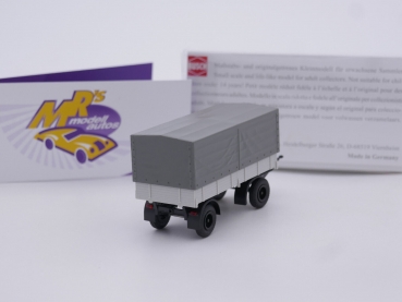 Preview: Busch 533514 # IFA HL 80 Anhänger mit Plane Baujahr 1967 " grau-schwarz " 1:87