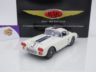Real Art Replicas RAR18011 # Cunningham Corvette Nr.3 Klassen Sieger 24h Le Mans 1960 1:18