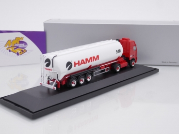 Preview: Herpa Werbemodell # VOLVO FH 16 2/3-Achs Silo-Sattelzug rot-weiß " Spedition HAMM Neuwied - The Different Transport Company " 1:87