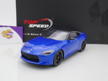 Top Speed TS0437 # Nissan Z Performance Coupe Baujahr 2023 " blaumetallic-schwarz (Seiran Blue / Black) " 1:18