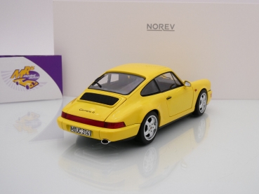 Preview: Norev 187328 # Porsche 911 (964) Carrera 2 Coupe Baujahr 1992 " gelb " 1:18