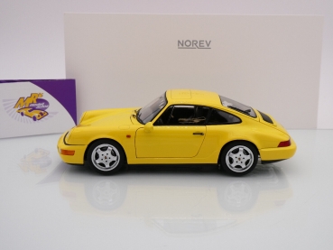 Preview: Norev 187328 # Porsche 911 (964) Carrera 2 Coupe Baujahr 1992 " gelb " 1:18