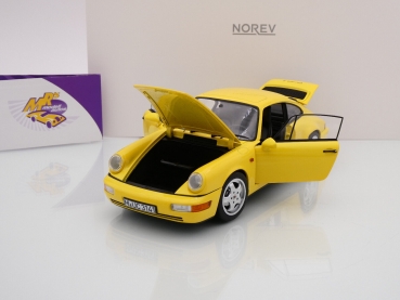 Preview: Norev 187328 # Porsche 911 (964) Carrera 2 Coupe Baujahr 1992 " gelb " 1:18