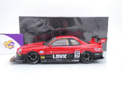 Preview: GT Spirit GT570 # Nissan Skyline GT-R R34 #5 LB Super Silhouette Liberty Walk Baujahr 2020 " rot-schwarz " 1:18