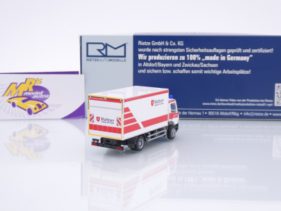 Preview: Rietze 72516 # Mercedes-Benz Atego Koffer-LKW " Malteser Darmstadt " 1:87