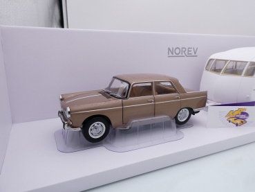 Preview: Norev 184837 # Peugeot 404 Baujahr 1959 + Caravane Henon " braunmetallic " 1:18