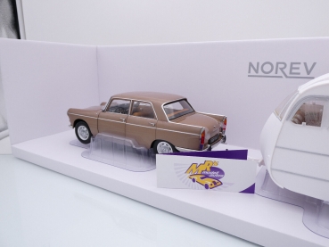 Preview: Norev 184837 # Peugeot 404 Baujahr 1959 + Caravane Henon " braunmetallic " 1:18