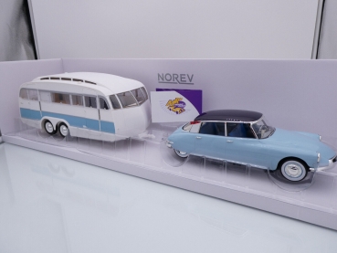 Norev 181760 # Citroen DS 19 Baujahr 1959 + Caravane Henon " hellblau " 1:18