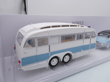 Preview: Norev 181760 # Citroen DS 19 Baujahr 1959 + Caravane Henon " hellblau " 1:18