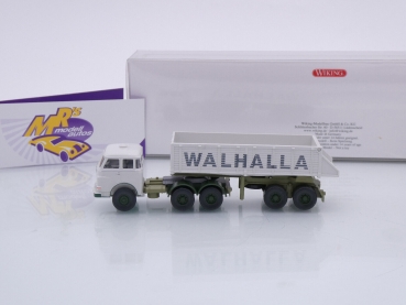 Preview: Wiking 0677 12 # MAN Pausbacke Kippersattelzug Baujahr 1960-67 grau " Walhalla Kalk " 1:87