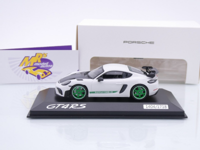 Preview: Minichamps WAP0206010TCAY # Porsche 718 982 Cayman GT4 RS Baujahr 2021 " weiß / grün " 1:43