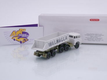Preview: Wiking 0677 12 # MAN Pausbacke Kippersattelzug Baujahr 1960-67 grau " Walhalla Kalk " 1:87