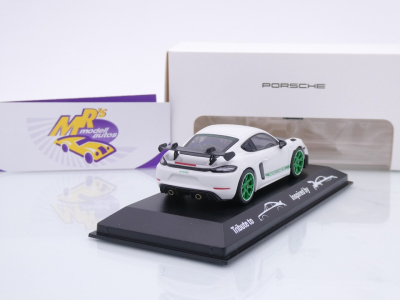 Preview: Minichamps WAP0206010TCAY # Porsche 718 982 Cayman GT4 RS Baujahr 2021 " weiß / grün " 1:43
