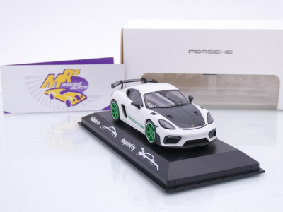 Preview: Minichamps WAP0206010TCAY # Porsche 718 982 Cayman GT4 RS Baujahr 2021 " weiß / grün " 1:43