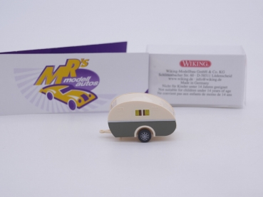 Preview: Wiking 0054 01 # Wohnwagen 1-achs in " beige-grau " 1:87