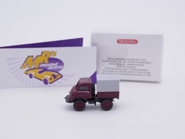 Preview: Wiking 0368 05 # Unimog U 402  Baujahr 1953-56 in " dunkelrot-graueplane " 1:87