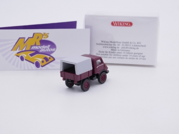 Preview: Wiking 0368 05 # Unimog U 402  Baujahr 1953-56 in " dunkelrot-graueplane " 1:87