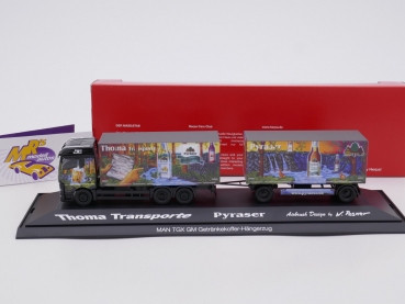 Preview: Herpa 122207 # MAN TGX GM Getränkekoffer-Hängerzug " Thoma Transporte " 1:87