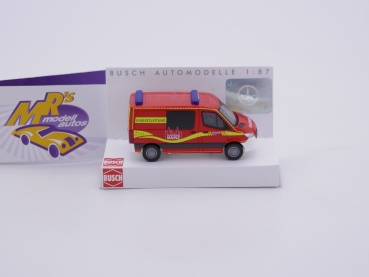 Preview: Busch 53456 # Mercedes-Benz Sprinter Halbbus rot-gelb-weiß Feuerwehr Mainz 1:87