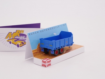 Preview: Busch 53800 # Fortschritt T088 Anhänger mit Klappe Baujahr 1971 " blau " 1:87