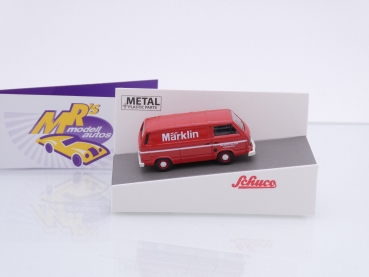 Preview: Schuco 26713-3 # Volkswagen VW T3 Kastenwagen rot-weiß " MÄRKLIN - MHI " 1:87