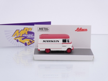 Preview: Schuco 26713-1 # Mercedes Benz L319 Kastenwagen weiß-rot " MÄRKLIN - MHI " 1:87