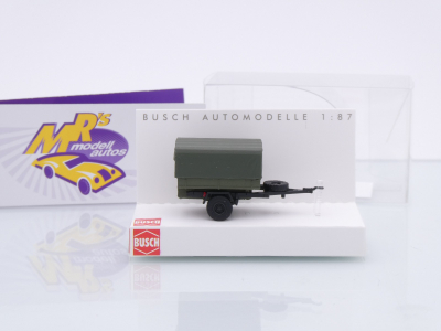 Preview: Busch 53613 # Anhänger IFA HL 10 Pritschenwagen mit Plane " olivegrün " 1:87