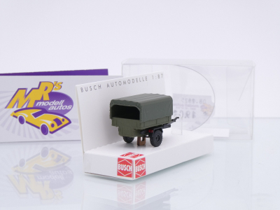 Preview: Busch 53613 # Anhänger IFA HL 10 Pritschenwagen mit Plane " olivegrün " 1:87