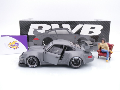 Preview: Solido S1807517 # Porsche 911 (964) RWB Rauh-Welt 2024 nardograu " mit Figur " 1:18