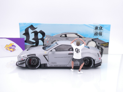 Preview: Solido S1805821 # Nissan Skyline GT-R (R35) LBWK  2024 mattgrau " mit Figur " 1:18