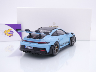 Preview: Norev 187367 # Porsche 911 GT3 RS Weissach Package Baujahr 2022 " Gulfblau-Carbon " 1:18