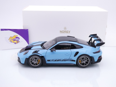 Preview: Norev 187367 # Porsche 911 GT3 RS Weissach Package Baujahr 2022 " Gulfblau-Carbon " 1:18