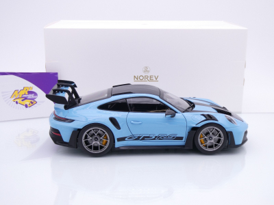 Preview: Norev 187367 # Porsche 911 GT3 RS Weissach Package Baujahr 2022 " Gulfblau-Carbon " 1:18