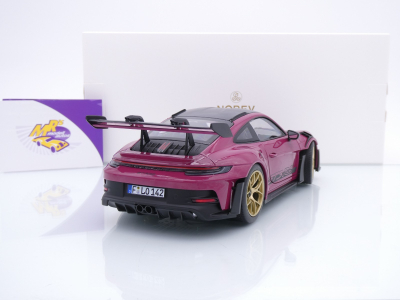 Preview: Norev 187370 # Porsche 911 GT3 RS Weissach Package Baujahr 2022 " sternrubin-carbon " 1:18