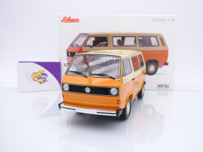 Schuco 00607 # Volkswagen VW T3a Bus L Baujahr 1979 " orange-beige " 1:18