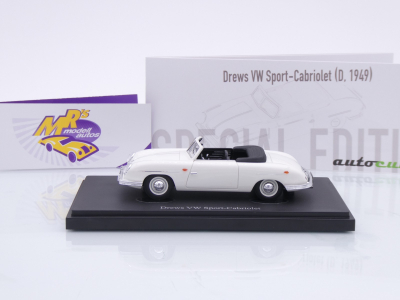 Preview: Autocult 05051-2 # Drews VW Sport Cabriolet Baujahr 1949 " weiß " 1:43