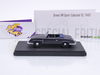 Preview: Autocult 05051-1 # Drews VW Sport Cabriolet Baujahr 1949 " schwarz " 1:43