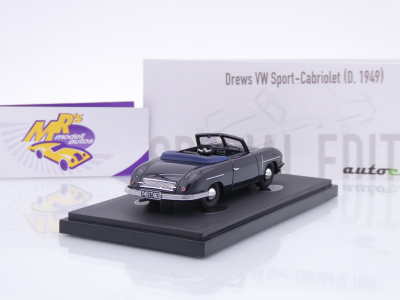 Preview: Autocult 05051-1 # Drews VW Sport Cabriolet Baujahr 1949 " schwarz " 1:43