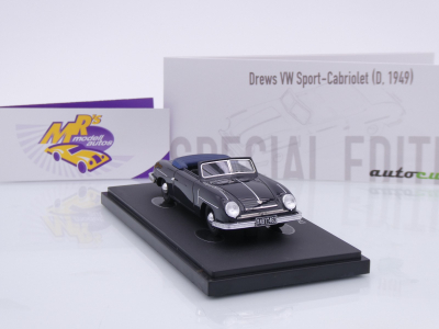 Preview: Autocult 05051-1 # Drews VW Sport Cabriolet Baujahr 1949 " schwarz " 1:43