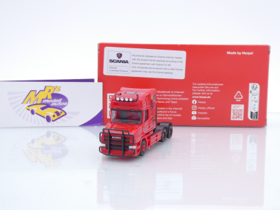 Herpa 319423 # Scania Hauber 04 Topline 6x4 3-achs Zugmaschine " rot " 1:87